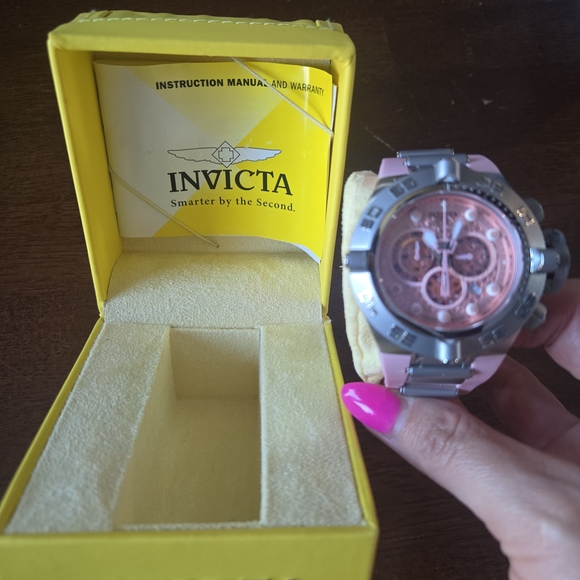 Invicta Pink and Silver Chronograph Watch - Picture 4 of 4